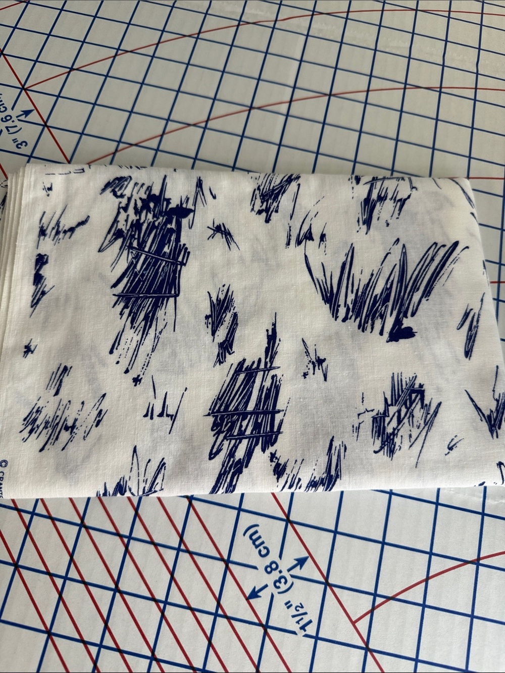 Vintage Cranston Print Works Abstract Brushstroke Cotton Fabric 1⅓ Yards